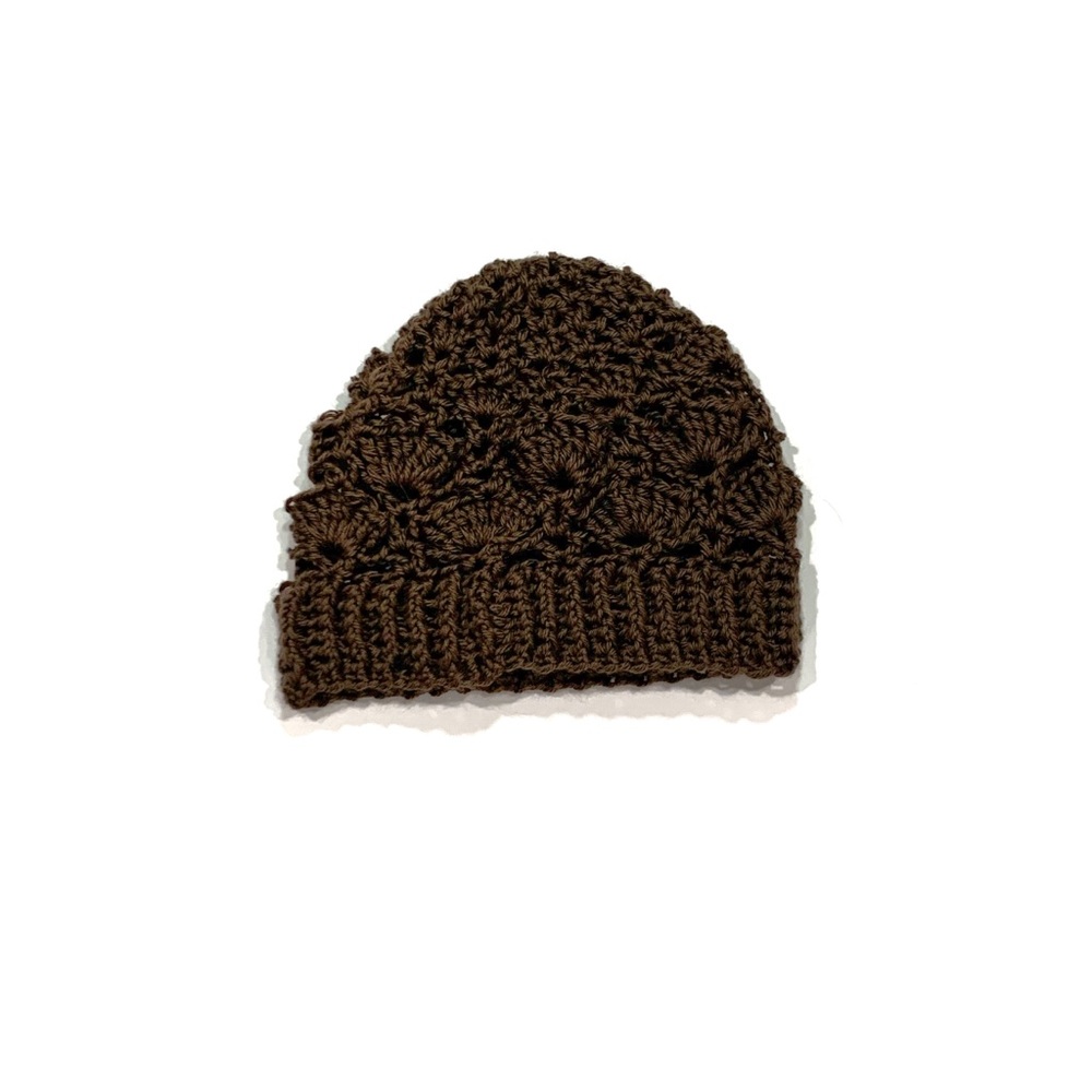Mariposa’s Beanie Handmade Crochet Brown Adult Winter Beanie Hat Casual Preppy
